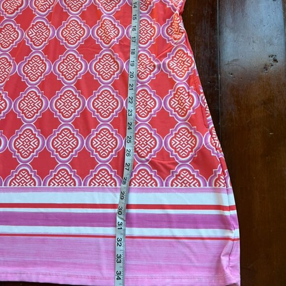 NWT Cabana Life Women’s UPF 50+ Long Sleeve Dress – Coral & White – Size XL - Picture 7 of 7